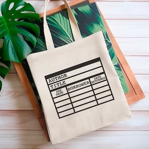 Library Card Tote, Bookish Tote Bags, Library Due Date Card Canvas Tote for Book Lover, Reader Birthday Gift, Bookworm Tote Bags for Her