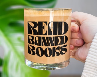 Read Banned Books Mug, Bookish Coffee Cups for Readers, Gift for Book Lovers, Librarian Mugs