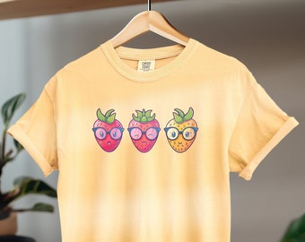 Strawberry T-Shirt for Farmers Market, Nerdy Strawberry Comfort Colors® Shirt for Fruit Lovers, Strawberry Lover Gifts for Her