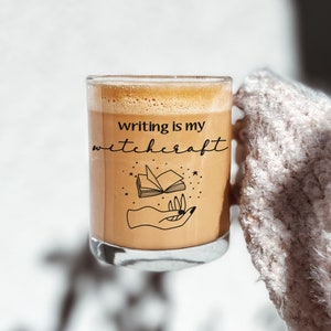 Writing is my Witchcraft Glass Mug, Writer Mug, Gift for Writer, Glass Coffee Mug, Bookish Coffee Cup, Author Mug, Witchy Mug