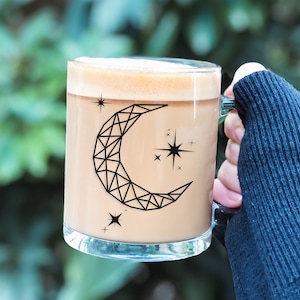 Crescent Moon Tattoo Mug, Fantasy Book Gift for Reader, Witchy Coffee Cup for Her, Birthday Gifts for Book Lover, Celestial Moon Cup