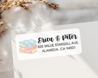 Floral Book Address Labels, Bookish Return Address Stickers, Whimsical Home Mailing Sticker
