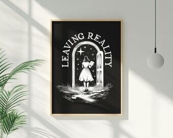 Leaving Reality Bookish Printed Poster, Book Nook and Reading Room Wall Art, Gift for Readers