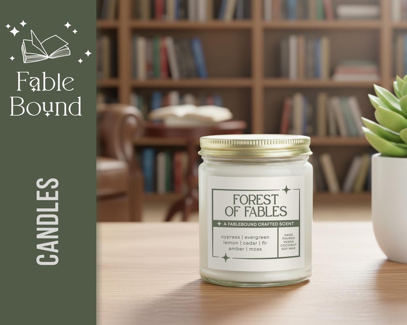 Forest of Fables Book Themed Woodsy Scented Candle - Thumbnail 2