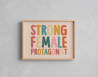 Strong Female Protagonist Bookish Wall Art, Writer Printed Poster, Colorful Whimsy Home Decor