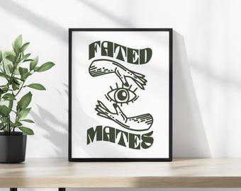 Fated Mates Romance Book Trope Wall Art, Bookish Art Prints for Reading Nook, Book Home Decor