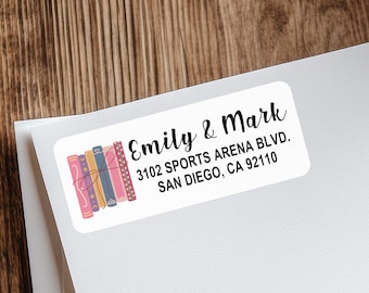 Bookish Address Labels, Personalized Return Address Mailing Stickers, Book Themed Wedding Mail Sticker