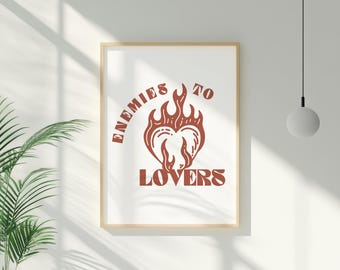 Enemies to Lovers Wall Art for Reader, Bookish Art Prints, Romance Book Trope Printed Posters