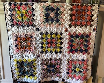 Starling Granny Square 49" x 49” Handmade Patchwork Quilt