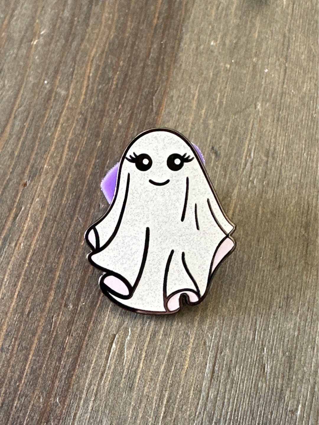 Glitter Ghost Enamel Pin, Cute Halloween Pin - Black Nickel - Etsy