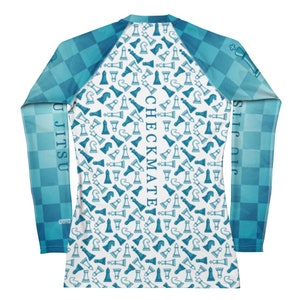 Dames Jiu Jitsu Rash Guard voor BJJ - Blauw Schaakmat
