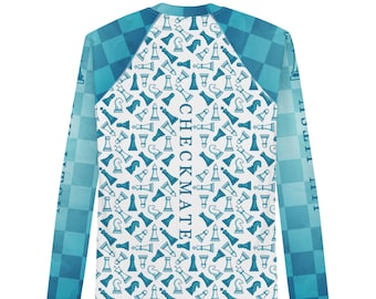 Men's Jiu Jitsu Rash Guard For BJJ - Blue Chess Checkmate
