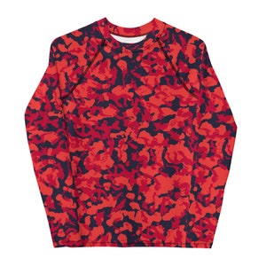 Youth JiuJitsu Rash Guard For BJJ - Red Splatter Camo