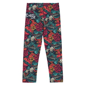 Kid&#39;s Jiu Jitsu Leggings BJJ Spats - Roses and Dice