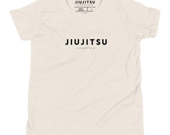 Camiseta de manga corta con texto de estilo de vida de Jiu Jitsu juvenil BJJ / Sencilla con diferentes opciones de color