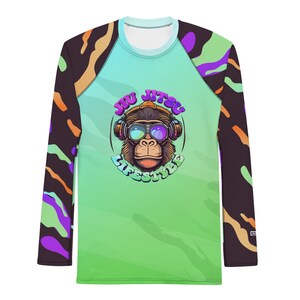 Heren Jiu Jitsu Rash Guard voor BJJ - Monkey Gorilla Bight Neon Funk