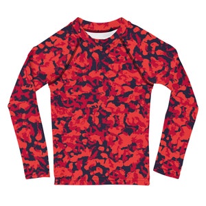 Kids JiuJitsu Rash Guard For BJJ - Red Splatter Camo