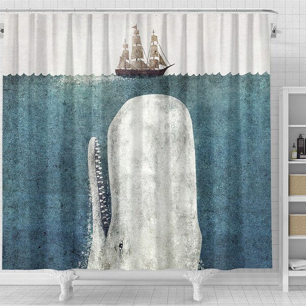 Whale Shower Curtain Etsy