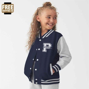 Personalised Kids Adults Name Varsity Jacket Customised Kids Varsity Jacket Baseball style Jacket Kids School Jacket Unisex Jacket
