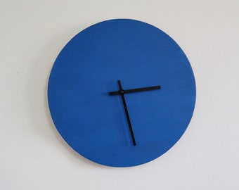 MINIMALISTA Blue Cyan Clock, Fully customizable silent clock Minimalist decoration modern contemporary art handmade