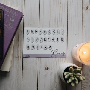 Viking Runes Sticker Sheet - Symbols Series - Bujo and Planner Stickers Set - pegatinas mate mínimas en blanco y negro, diario y planificación
