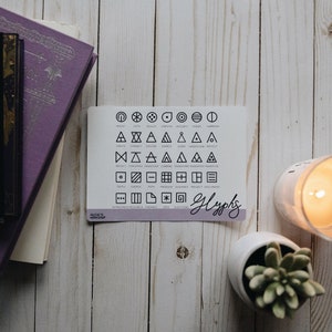 Glyph Stickers - Serie de símbolos - Planner y Bujo Sticker Set - Matte White and Clear Agenda Stickers, regalos para ella, planificador feliz de trabajo