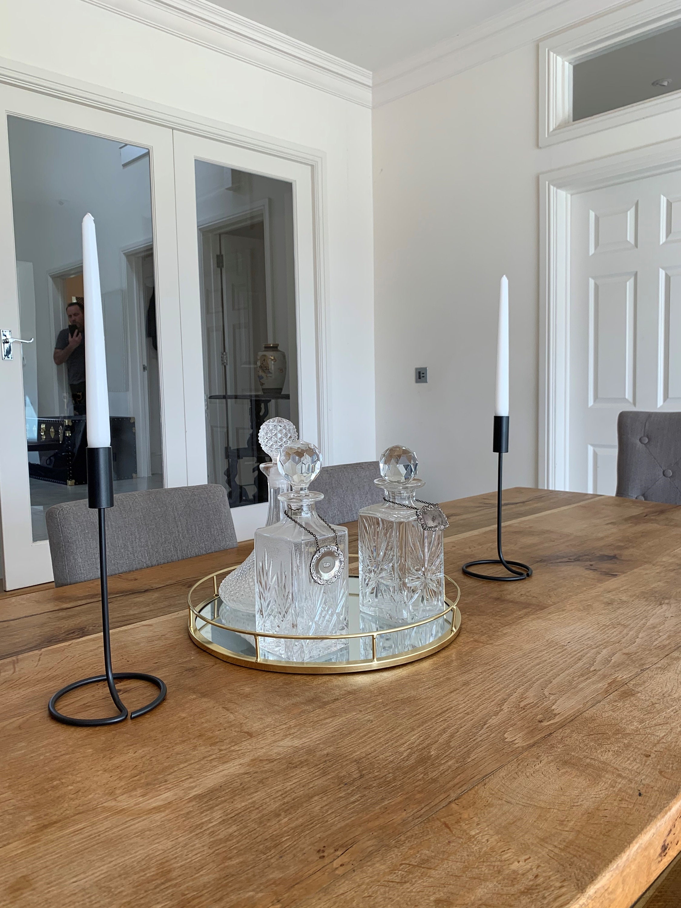 Black Modern Candle Stick Holders Etsy UK