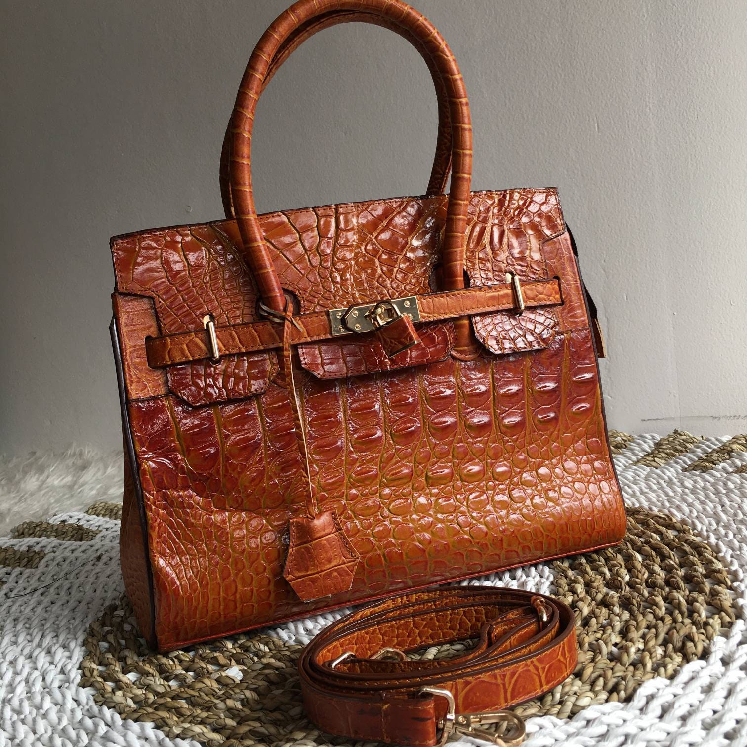 Light Brown Genuine Crocodile/Alligator Skin Luxury Handbag Etsy