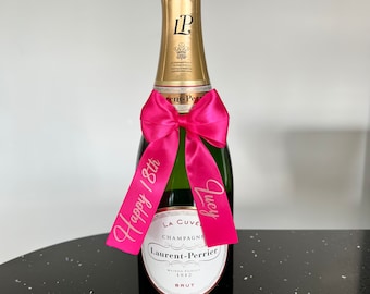 Personalised bow for bottles,  21st birthday gifts, 18th birthday, 30th birthday gift, birthday gifts for her, satin ribbon bow