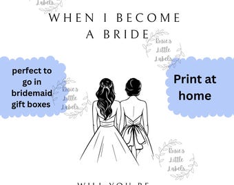 Will you be my bridesmaid print at home card, DIY bridesmaids gift box idea, printable