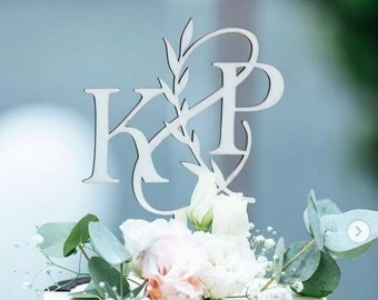 Caketopper Wedding Bridal Cake Topper Initials & Vine PERSONALIZED