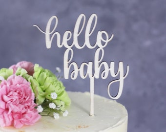 Cake topper "hello baby" - cake for the birth / baby party / baby shower