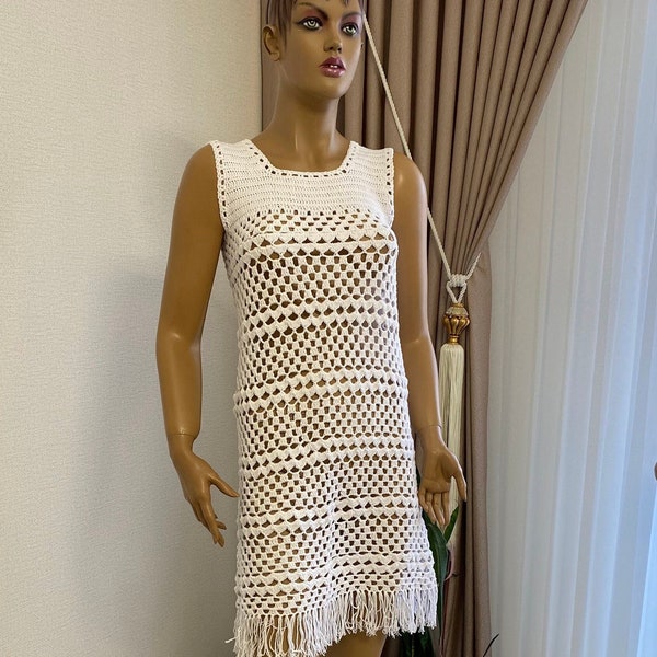 Crochet White Dress - Etsy