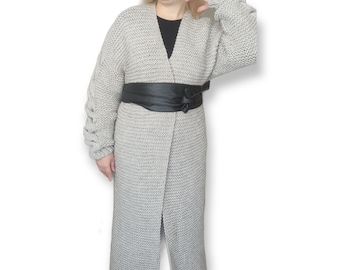 Cozy long knit coat, plus size cardigan, Maxi long outfit, handmade unique gifts, trendy wool jacket