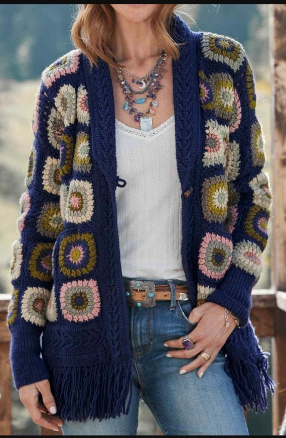 Vooraf zwaarlijvigheid Adviseren Oma vierkant vest Handknit boho vest Gehaakt boho vest Oma - Etsy België