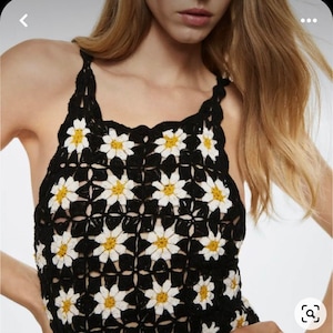 Crochet daisy crochet top, crochet daisy thin straps top, crochet thin straps top, handmade daisy top, daisy patterned crochet blouse