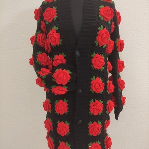 Crochet rose cardigan, Crochet florial cardigan, Granny square rose cardigan, Granny square rose jacket