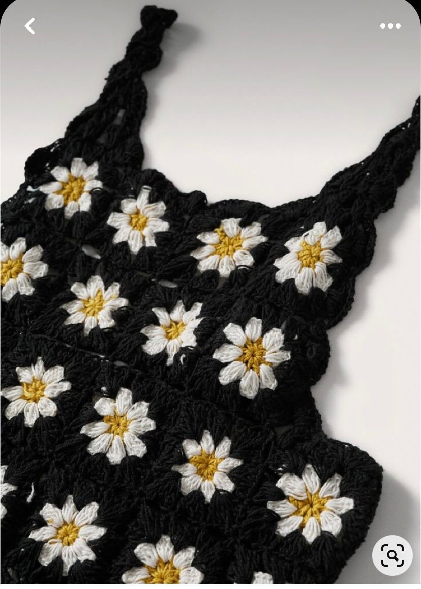 Crochet Daisy Crochet Top, Crochet Daisy Thin Straps Top