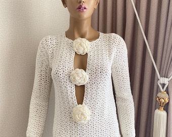 Lace crochet top, lace crochet blouse, long sleeve crochet top, long sleeve crochet blouse, crochet lace top, crochet lace blouse