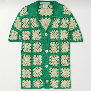 Granny square shirt, granny square unisex shirt, crochet bohemian shirt, crochet unisex shirt, crochet men shirt, vintage unisex shirt