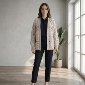 Handmade Crochet Cardigan, Boho Granny Square Sweater, Retro Festival Style Outerwear, crochet patchwork jacket