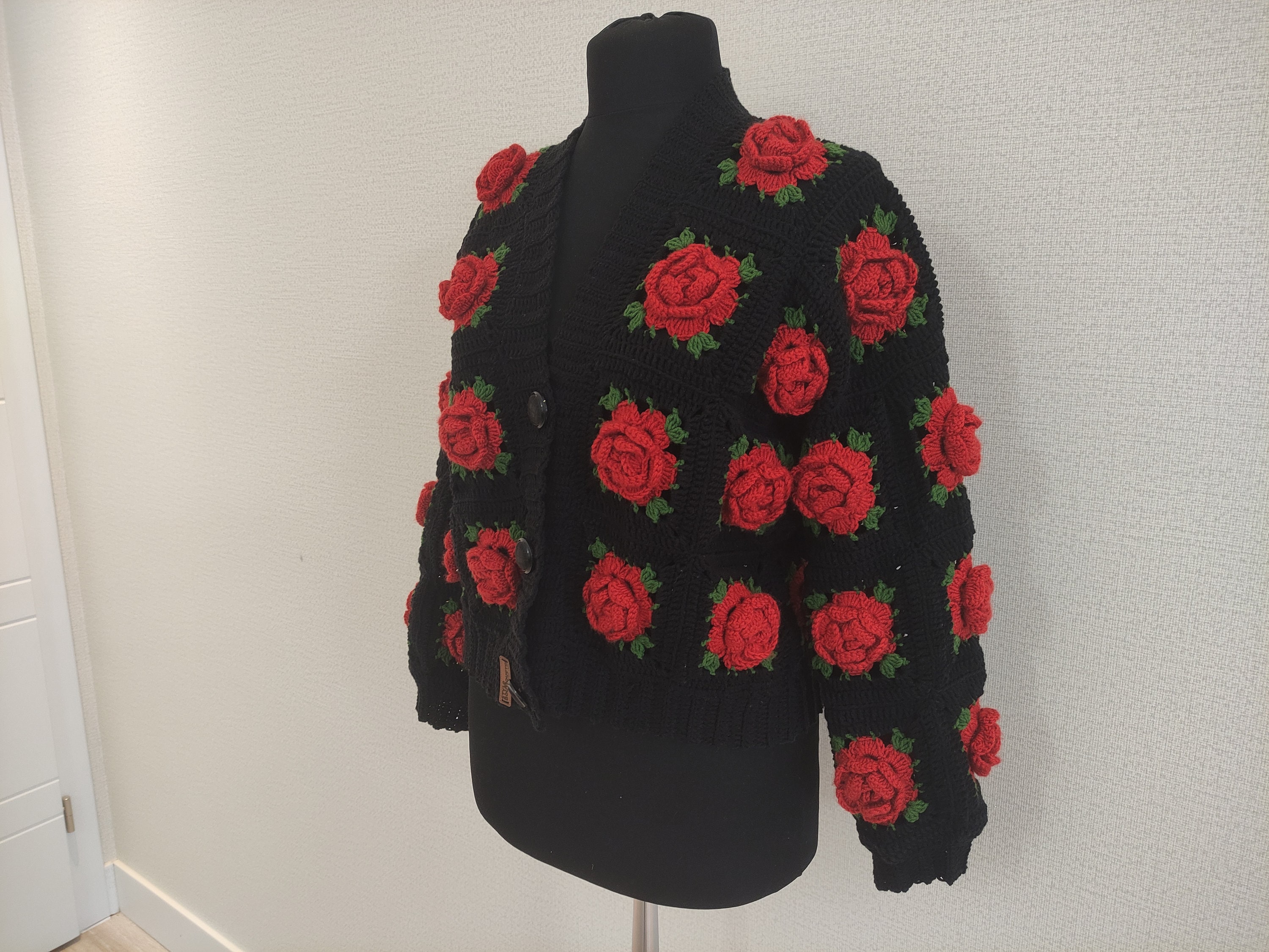 Rose Cardigan Granny Square Crochet Cardigan Knit Cardigan - Etsy Canada