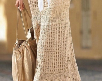 Crochet Maxi skirt, crochet bohemian skirt, crochet long skirt, Handmade Cotton Bohemian Style Long Skirt