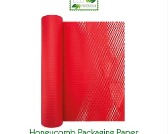RED 10-20-50 m (33-66-164 feet) Honeycomb Packaging Paper, Eco-Friendly Biodegradable Protective Cushioning Wrap