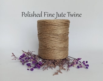 POLISHED Fine Jute Twine, 100% Natural, 225 m Twine Rustic Cord for crochet, Rustic Wedding Decoration, Natural rope for Wrapping Gifts