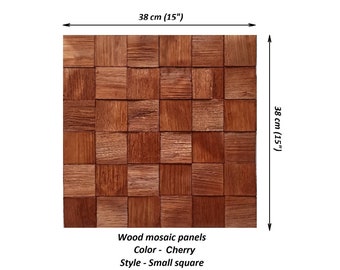 Cherry Rustic Wooden mosaic panels, Wood Wall Art, Sound Diffuser, Wooden Wall Decor, Wooden Wall Tiles