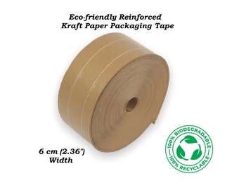 200 m (656 ft) Water-activated Reinforced Kraft Paper Tape 6 cm (2.36"), eco-friendly Packaging Tape