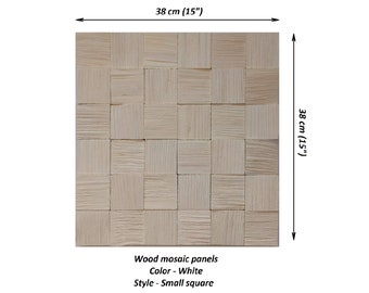 White Rustic Wooden mosaic panels, Wood Wall Art, Sound Diffuser, Wooden Wall Decor, Wooden Wall Tiles