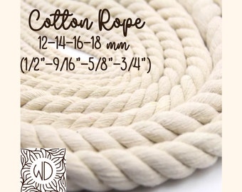 12-18 mm (1/2"-3/4") 100% Twisted Cotton Rope, Macramé Crafting Cord, DIY Macrame Twisted Rope