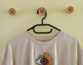 Set of Wooden Hooks - Wooden Giant Button Clothes Hanger -  Modern Wall-mounted Hooks - Coat Hook - Knob - Handle - Hanger